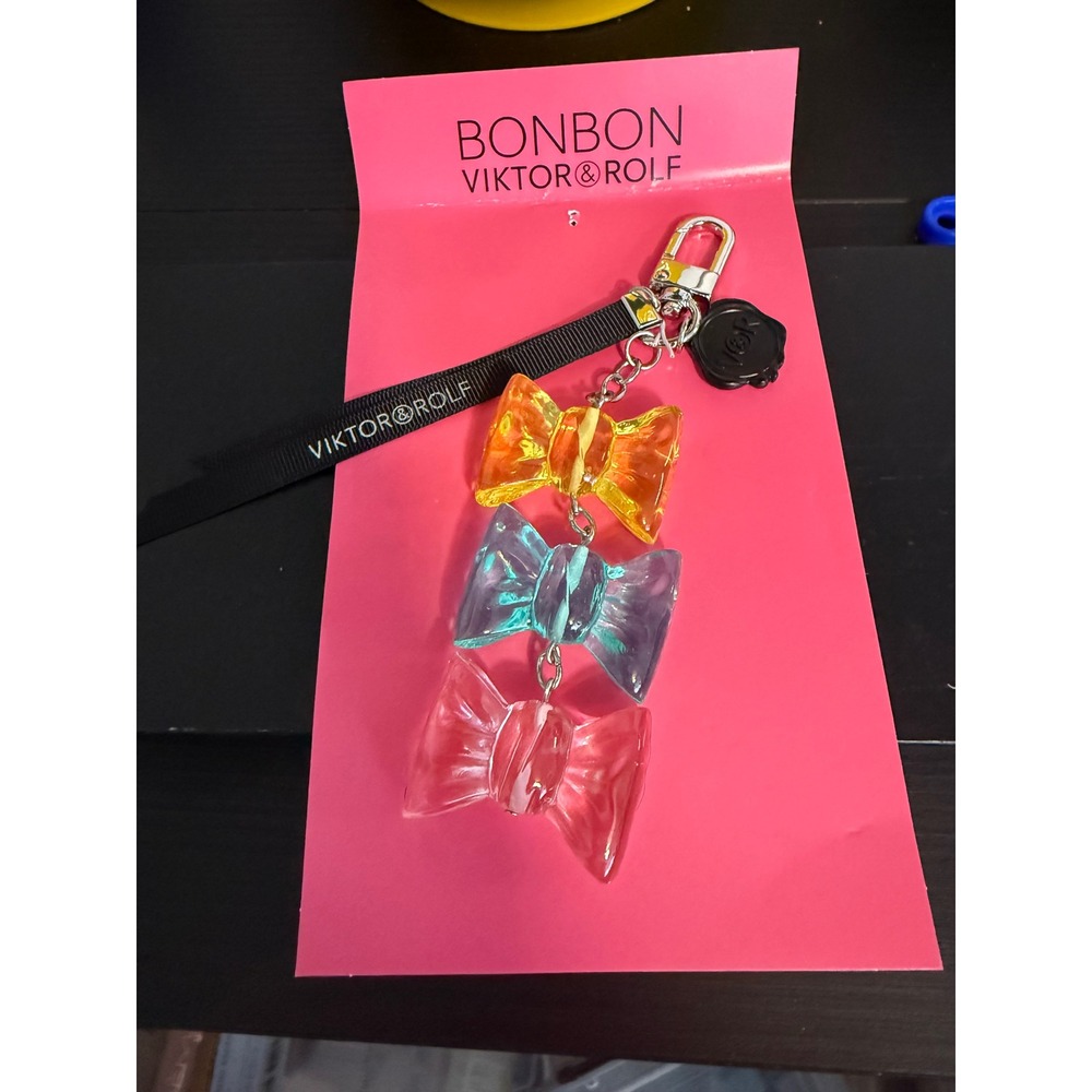 Viktor & Rolf Bonbon Keychain Multi Color Acrylic Bow Bag Charm New